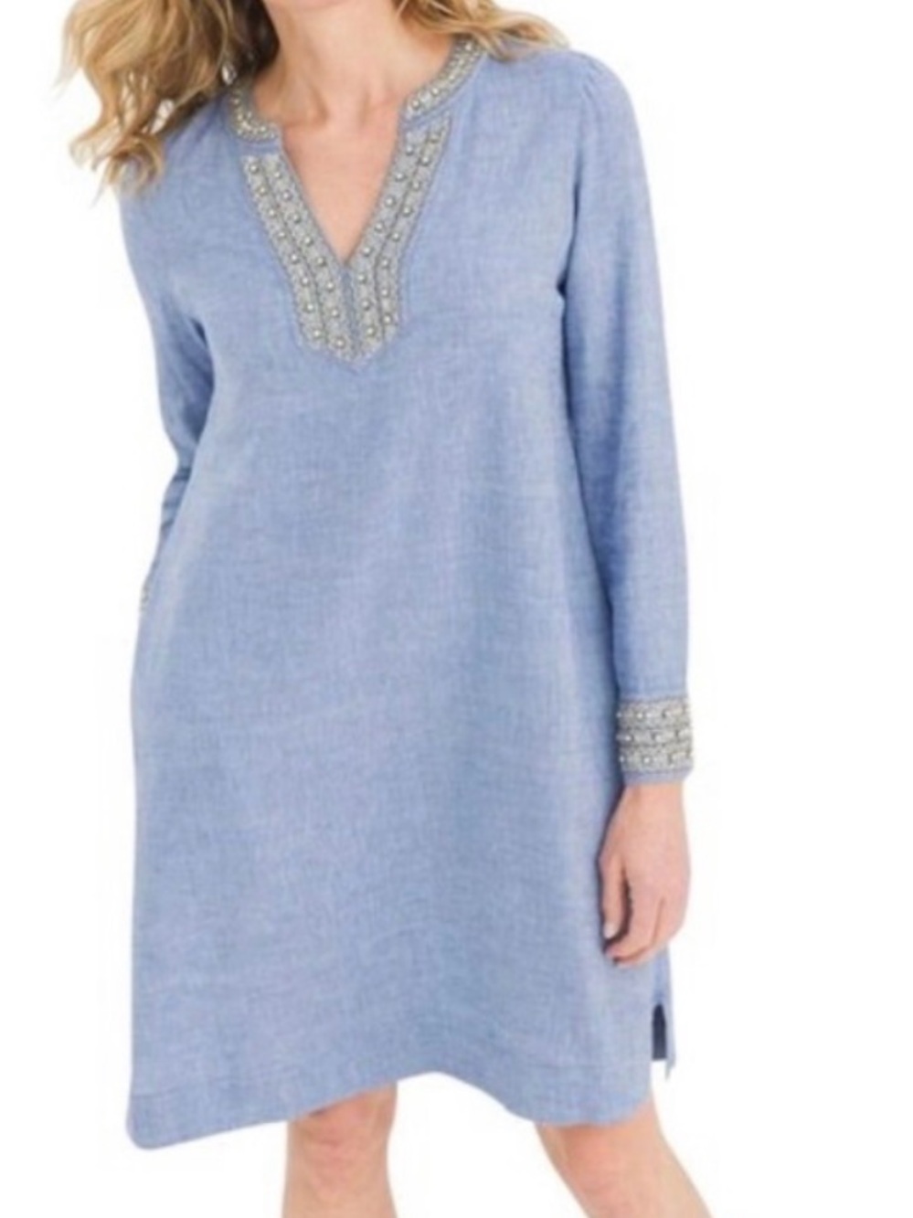 Chico’s Embellished Blue Tunic Dress